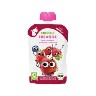 Freche Freunde Compote pomme, fraise, myrtille & framboise
